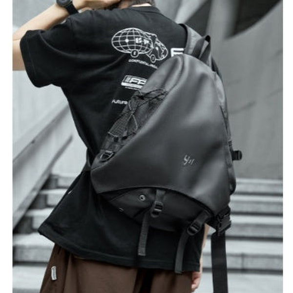 Black Large Sling Bag For Travel Cool Backpack Sling Waterproof Large Hiking Sling Bag For Big Men