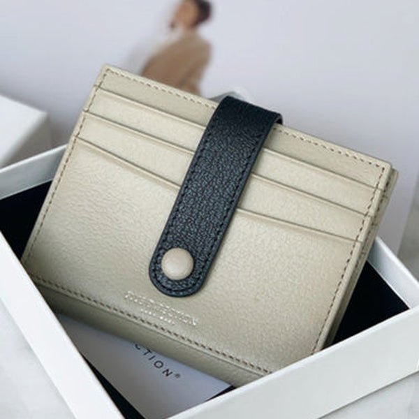 Minimalist Women Gray SheepSkin Slim Card Holder Card Wallets Slim Card Holders Credit Card Holder For Women