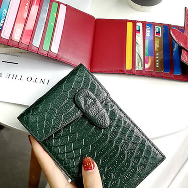 Cute Womens Snake Pattern Green Leather Card Wallets Card Clutch Card Holder Wallet for Women