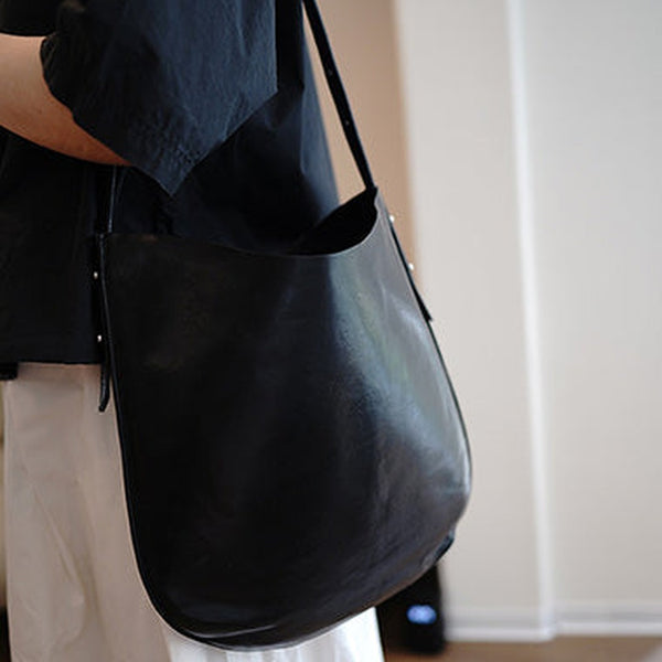 Black Leather Shoulder Tote Bag Women Crossbody Tote Purse for Women