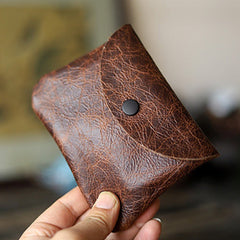 Cute Women Coffee Leather Card Holder Coin Purse Minimalist Coin Wallet For Women