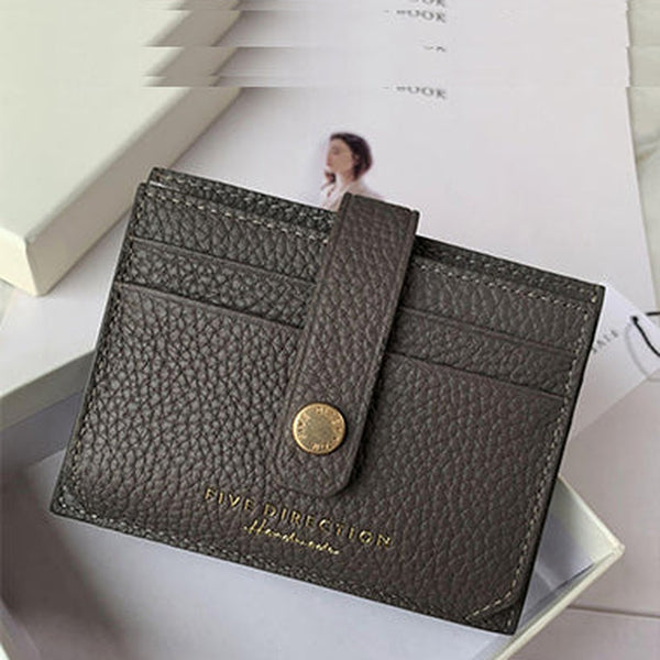 Cute Women Dark Gray Leather Small Card Holders Card Wallet Slim Card Holder Credit Card Holder For Women