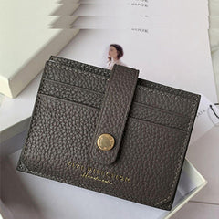 Cute Women Dark Gray Leather Small Card Holders Card Wallet Slim Card Holder Credit Card Holder For Women