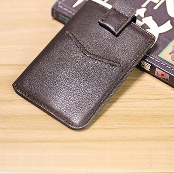 Slim Womens Coffee Leather Card Holder Wallet Vertical RFID Minimalist Card Holders Wallet for Ladies