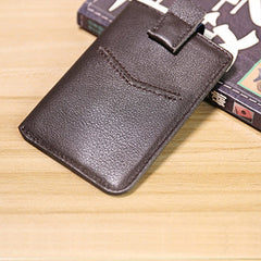Slim Womens Coffee Leather Card Holder Wallet Vertical RFID Minimalist Card Holders Wallet for Ladies