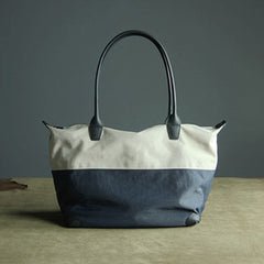 Navy Womens Nylon Shoulder Handbag Womens Nylon Contrast Color Blue Shoulder Work Purse Nylon for Ladies