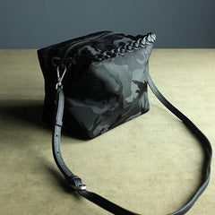 Cute Womens Black Camouflage NYLON Handbag Purse Cube NYLON Shoulder Bag Crossbody Purse for Ladies