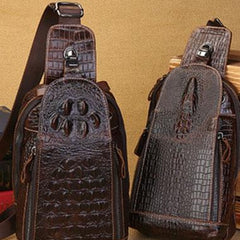Cool Leather Sling Bag Mens One Shoulder Backpack Sling Crossbody Backpack For Men