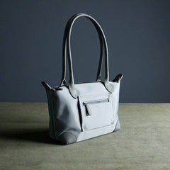 Womens Light Gray Nylon Shoulder Tote Small Light Gray Nylon Handbag Purse for Ladies