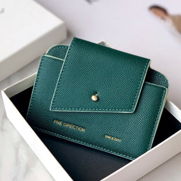 Cute Women Green Leather Card Holders Slim Card Wallet Coin Holder Change Wallet For Women