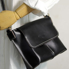 Cute Black LEATHER Side Bag Handmade WOMEN Black Crossbody BAG Phone Purse FOR WOMEN