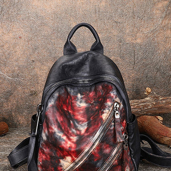 Vintage Dark Gray Leather Rucksack Womens Best School Backpack Ladies Leather Backpack Purses