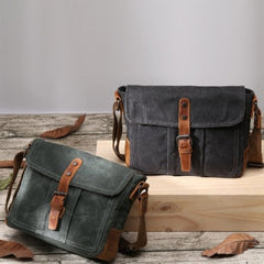 Canvas Courier Bag Canvas Messenger Bag for Men Small Waxed Canvas Crossbody Bag Mens Waterproof Camera Bag Gray Side Bag