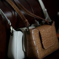 LEATHER Side Bag WOMEN Crocodile Pattern SHOULDER BAG Small Crossbody Purse FOR WOMEN