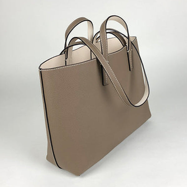 Womens Khaki Leather Shoulder Tote Bags Best Tote Handbag Shopper Bags Purse for Ladies