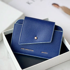 Cute Women Blue Leather Card Holders Slim Card Wallet Coin Holder Change Wallet For Women