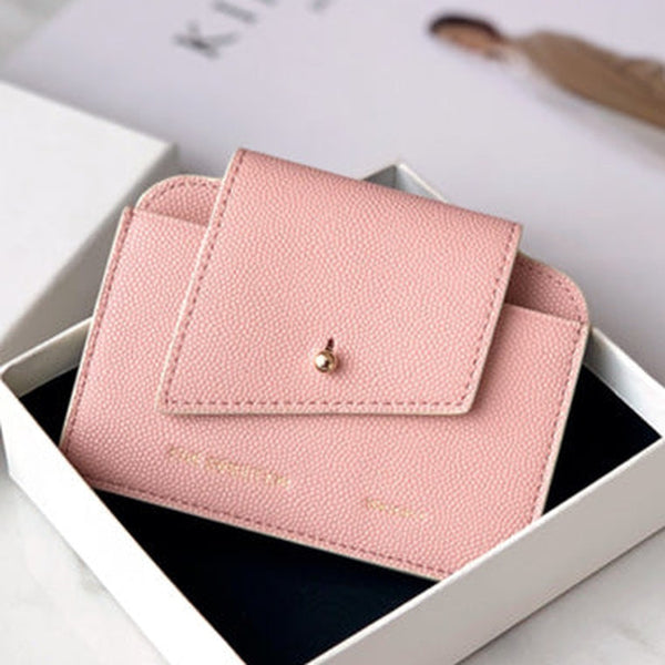 Cute Women Pink Leather Card Holders Slim Card Wallet Coin Holder Change Wallet For Women