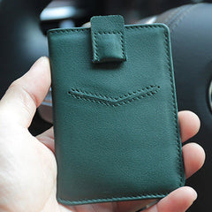Slim Women Green Vertical Leather Card Wallet Minimalist Card Holder Wallet For Women