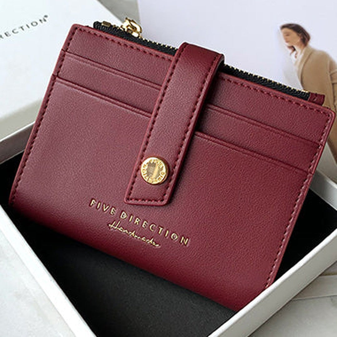 Minimalist Women Red Vegan Leather Small Wallet BILLFOLD Card Holders Slim Card Holder Wallet Credit Card Holder For Women