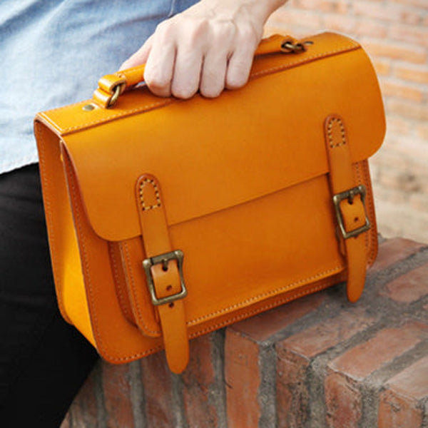 Handmade Womens Tan Leather Satchel Shoulder Bag Cambridge Structured Satchel Handbag Purse for Men