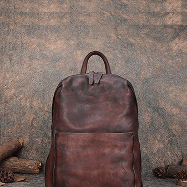 Best Minimalist Coffee Leather Rucksack Womens Vintage School Backpacks Leather Backpack Purse