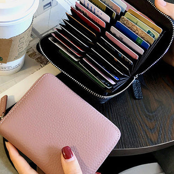 Cute Women Pink Leather Card Holders Small Zip Card Wallet Card Holders Wallet For Women