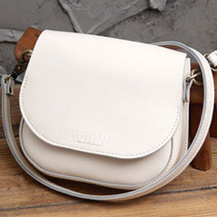 Cute White LEATHER Flip Side Bag Handmade WOMEN Saddle Phone Crossbody BAG Purse FOR WOMEN