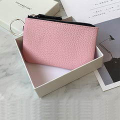 Cute Pink Leather Small Change Wallet Women Keychain with Wallet Zipper Coin Wallet For Women