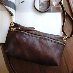 Coffee Leather Small Shoulder Bag Trendy Women Brown Crossbody Purse for Women