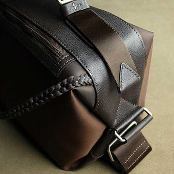 Cute Womens Coffee NYLON Handbag Purse Cube NYLON Shoulder Bag Crossbody Purse for Ladies