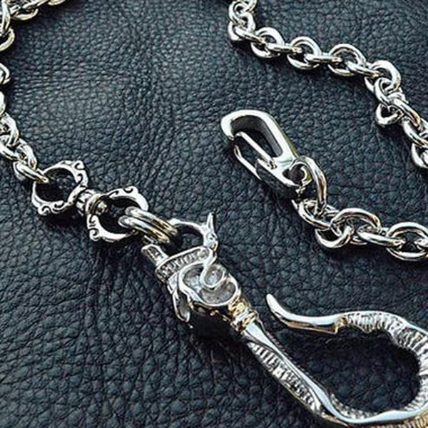 Solid Stainless Steel Cool Punk Rock Skull Wallet Chains Biker Wallet Chain Trucker Wallet Chain for Men