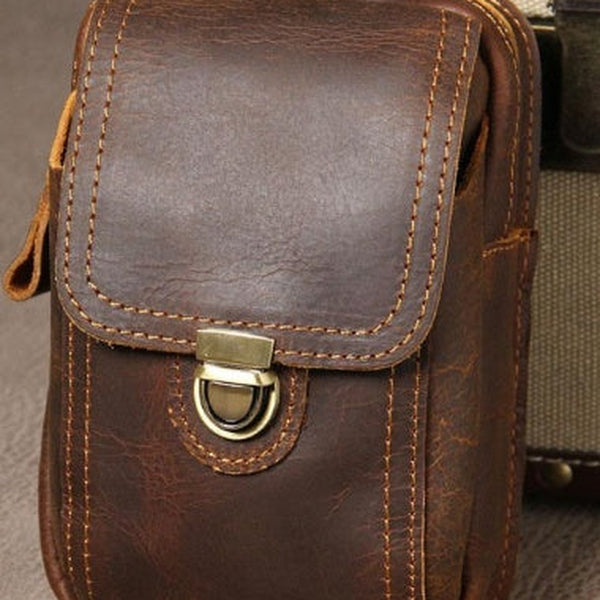 Brown Leather Belt Pouch Mens Leather Cell Phone Holster Leather Cell Phone Belt Pouch