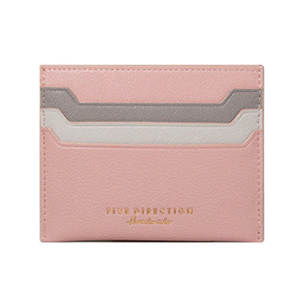 Minimalist Women Pink Vegan Leather Card Holders CONTRAST COLOR Small Card Wallet Slim Card Holder Credit Card Holder For Women