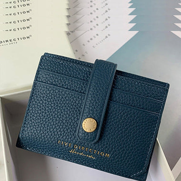 Cute Women Dark Blue Leather Small Card Holders Card Wallet Slim Card Holder Credit Card Holder For Women