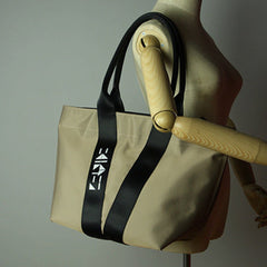 Khaki Womens Nylon Shopper Tote Womens Nylon Shoulder Tote Khaki Nylon Handbag Purse for Ladies