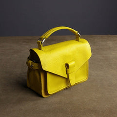 Cute Yellow Mini Leather Womens Satchel Handbag Small Satchel Shoulder Bag Small Satchel Bag for Women