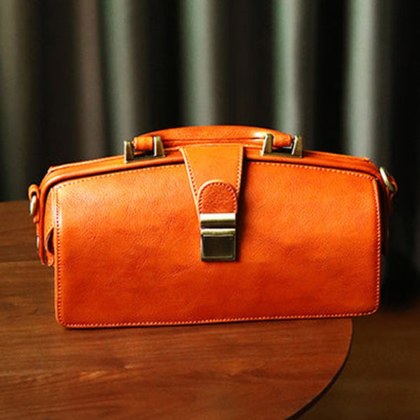 Womens Tan Leather Doctor Handbag Purses Vintage Handmade Doctor Crossbody Purse for Women