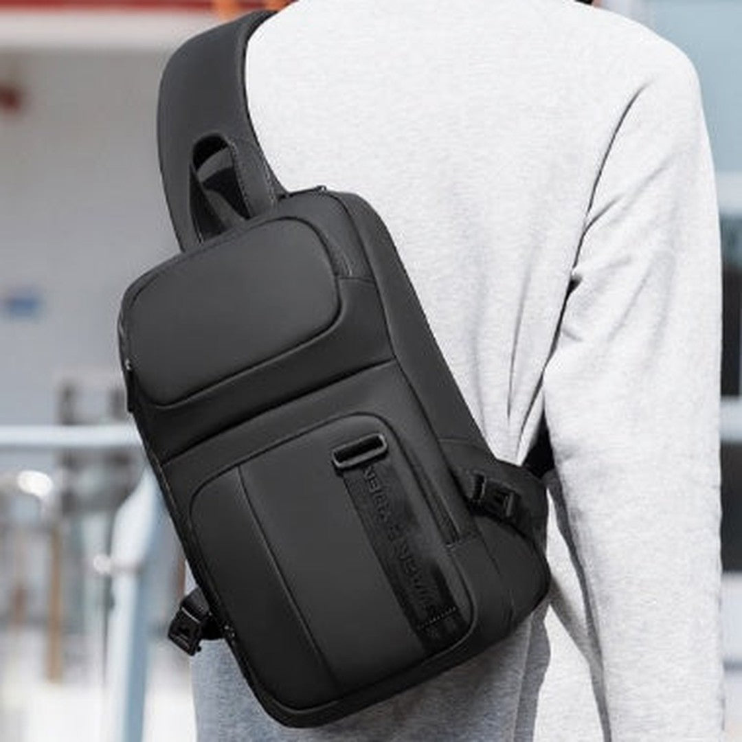 Black Large Sling Bag For Men Waterproof Mens Sling Backpack Best Large Sling Backpack
