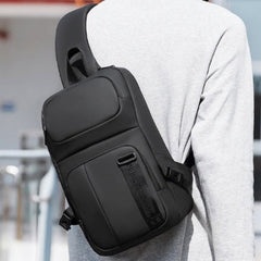 Black Large Sling Bag For Men Waterproof Mens Sling Backpack Best Large Sling Backpack