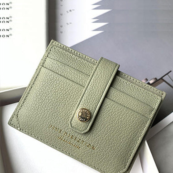Cute Women Mocha Green Sheepskin Card Holder Slim Card Wallet Mocha Green Small Card Holder Credit Card Holder For Women