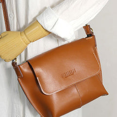 Cute Brown LEATHER Side Bag Handmade WOMEN Brown Crossbody BAG Phone Purse FOR WOMEN