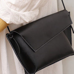 Cute LEATHER Small Side Bag Black Handmade WOMEN Crossbody BAG Phone Purse FOR WOMEN