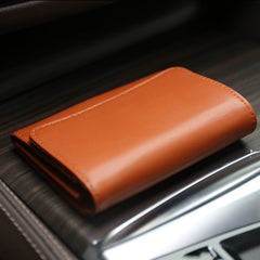 Minimalist Womens Light Pink Leather Billfold Wallet Small Wallet with Coin Pocket Slim Wallet for Ladies