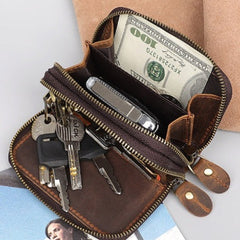 Leather Car Key Fob Wallet Leather Key Holder Wallet Mens Zipper Leather Key Wallet