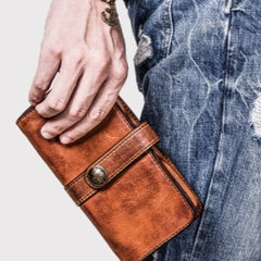 Long Wallets for Men Cool Wallets for Men Leather Wallet with Buckle Leather Bifold Wallet Mens