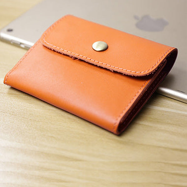 Cute Women Leather Mini Zip Coin Wallet Orange Change Wallets Slim Billfold Wallet For Women