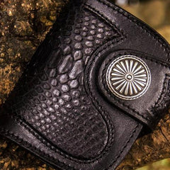 Handmade Leather Wallet Biker Wallet Snake Skin Wallet Cool Wallets for Men Biker Chain Wallet
