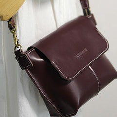 Cute Coffee LEATHER Side Bag Handmade WOMEN Coffee Crossbody BAG Phone Purse FOR WOMEN