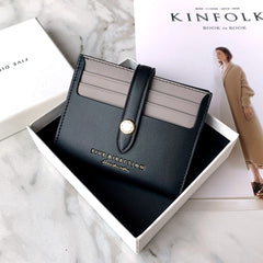 Minimalist Women Black&Red Vegan Leather Small Wallet Billfold Card Holder Card Wallets Slim Card Holders Credit Card Holder For Women