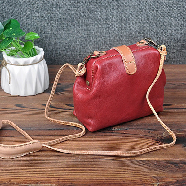Vintage Womens Black Leather Small Doctor Shoulder Bag Black Doctor Crossbody Purse for Women